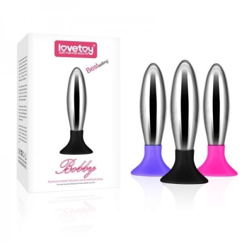 Анальна втулка металева з силіконовою вставкою Lovetoy Bobby - 2