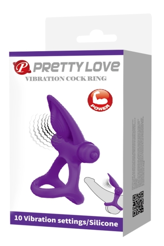 Эрекционное виброкольцо на член силиконовое фиолетового цвета Lybaile Pretty Love - 11