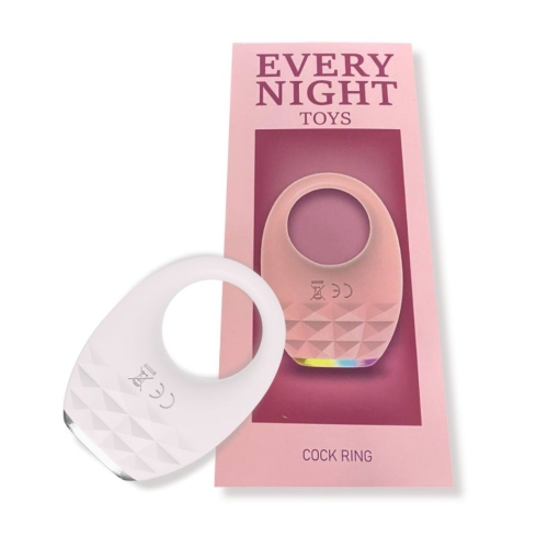 Ерекційне віброкільце на член з підсвічуванням біле Every Night Toys - 8