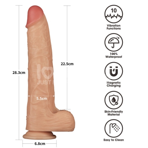 Реалістичний вібратор на присосці тілесного кольору Lovetoy Vibrating Power Basics Cock 11.0 - 2
