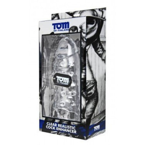 Насадка на член реалістична прозорого кольору що подовжує Tom of Finland довжина 240 мм - 6
