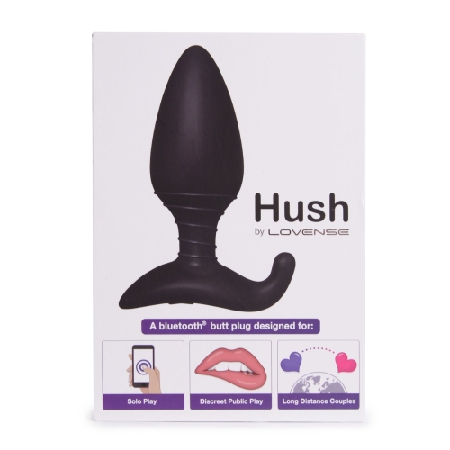 Анальна смарт вібропробка чорна Lovense Hush розмір L - 5