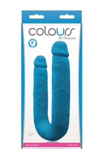 Фалоімітатор 21/4 см подвійний реалістичний Блакитний COLOURS DP PLEASURES - 2