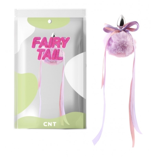 Анальний металевий затор із пухнастим рожевим хвостом Cute Heart Fluffy Plug with Tail Purple&amp;amp;Pink - 1