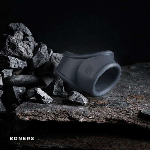 Эрекционное кольцо на член и мошонку из силикона серого цвета Boners Cocksling - 2