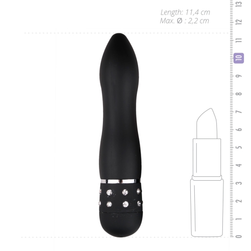 Вибратор вагинальный рельефный черного цвета со стразами EasyToys Love Diamond - 3