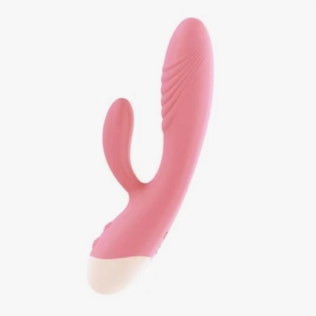 Вибратор кролик вагинальный и с отростком для клитора розовый Blue massager