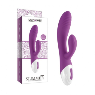 Вибратор для точки G и с отростком для клитора фиолетового цвета Vscnovelty Desire luxury rabbit Slimmer