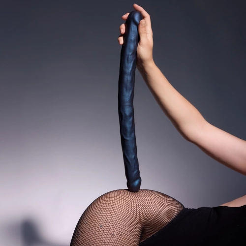 Двосторонній фалоімітатор реалістичний синього кольору Strap-On-Me Double dong realistic dildo - 6