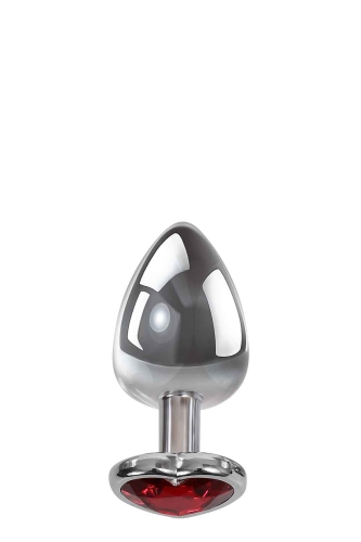 Анальная пробка серебристого цвета с красным камушком в форме сердца Adam &amp;amp; Eve Anal plug small - 1
