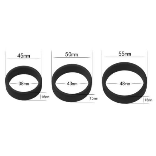 Комплект силиконовых колец на член Lovetoy Power Plus Soft Silicone Pro Ring черный - 3