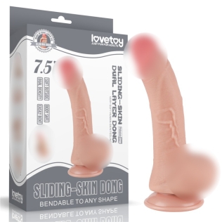 Реалистичный фаллоимитатор на присоске Sliding Skin Dual Layer Dong Flesh 7.5 телесный