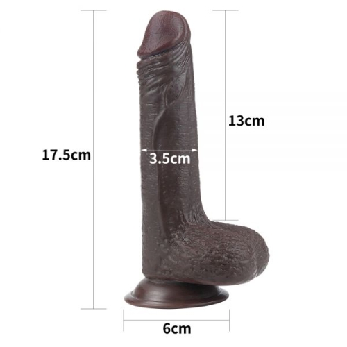 Фаллоимитатор реалистичный на присоске черный Lovetoy 7 Sliding Skin Dual Layer Dong - 2
