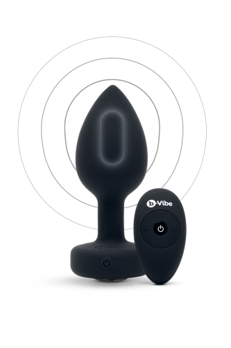 Анальная пробка с камнем с вибрацией B-Vibe для интимных игр с дистанционным пультом управления черная - 1