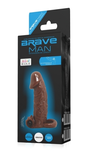 Насадка на член-презерватив з вібрацією для клітора тілесний Brave men - 8