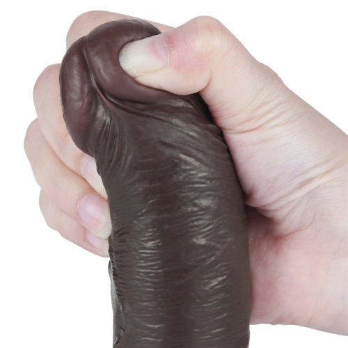 Фалоімітатор реалістичний на присосці коричневий Sliding Skin Dual Layer Dong 8.0 - 3
