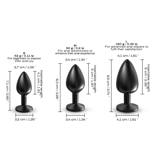 Анальна пробка металева чорного кольору Dorcel ONIX PLUG розмір M - 4