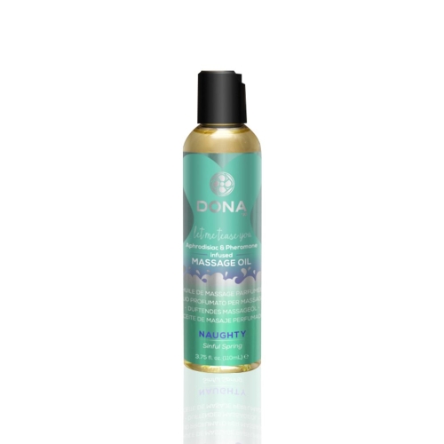 Масажне масло з афродизіаком з ароматом квітів DONA Massage Oil NAUGHTY 110 мл - 1