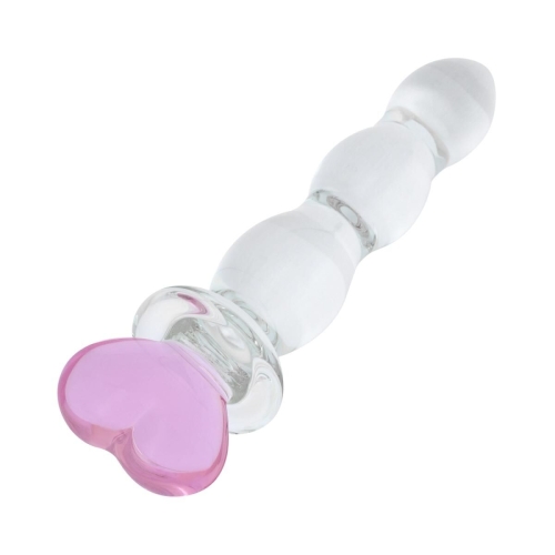 Стеклянная анальная цепочка прозрачная Gildo Glass Butt Plug Heart Shape No. 35 - 4