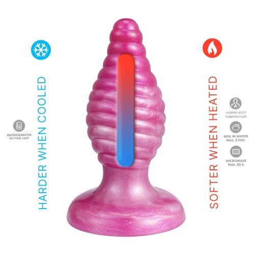 Анальна пробка на присосці ребриста рожева SilexD Fantasy Cherry Plug розмір M - 3