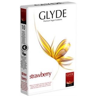 Презервативы Австралийские Glyde Ultra Strewberry 10 штук красные со вкусом клубники