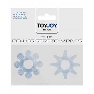Набор из 2 шт эрекционных колец на пенис голубой без вибрации Power stretchy Rings Blue
