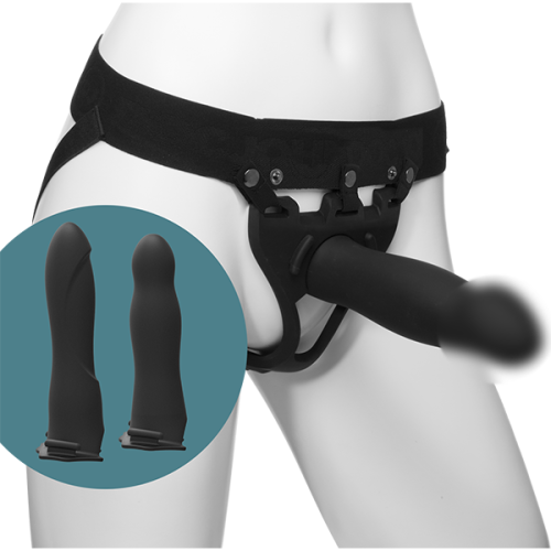 Набор для страпона с тремя силиконовыми насадками Doc Johnson Body Extensions - BE Ready - Black - 1