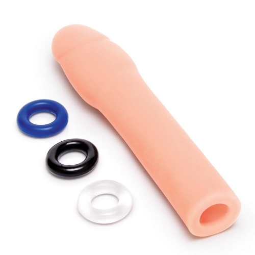 Насадка на член із 3 ерекційними кільцями у наборі бежева Size-Up Penis Entender - 2