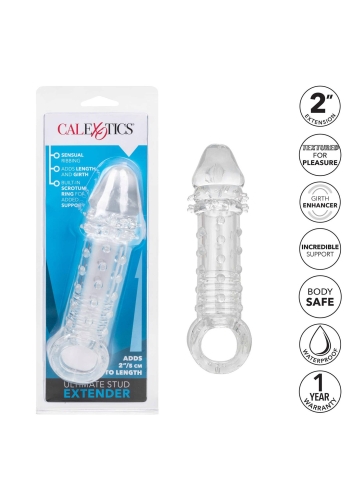 Насадка на пеніс реалістична рельєфна прозорого кольору що подовжує California Exotic Novelties - 5