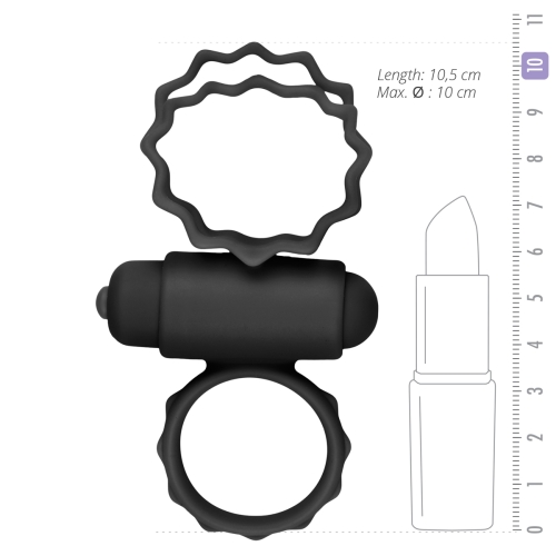 Двойное эрекционное виброкольцо для члена из силикона черное EasyToys - 4