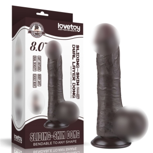 Реалистик фаллоимитаор на присоске Sliding Skin Dual Layer Dong 8.0 коричневый длина 200 мм