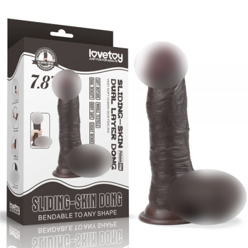 Фаллоимитатор реалистичный с присокой черный Lovetoy 7.8 Sliding Skin Dual Layer Dong - 1
