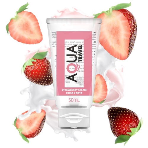Оральный лубрикант на водной основе во вкусом клубники Aqua Travel Flavour 50мл - 1