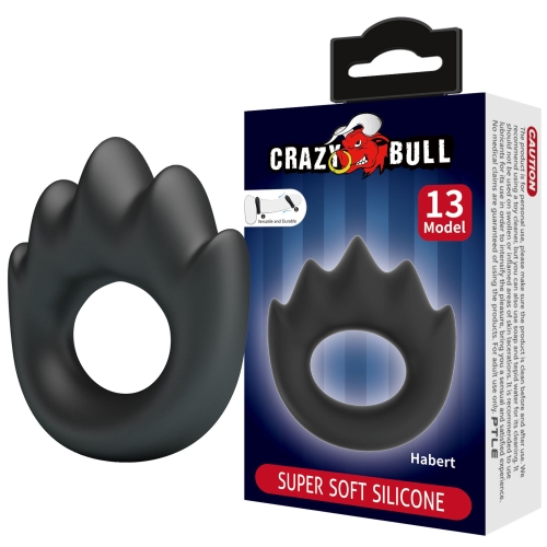 Эрекционное кольцо на член черного цвета Lybaile Crazy Bull №13 Habert - 1