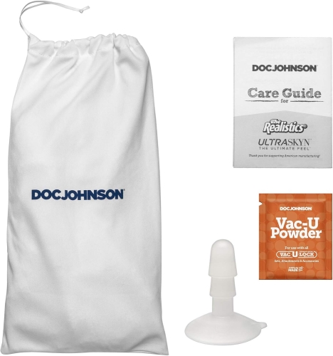 Кончающий фаллоимитатор реалистичный на присоске коричневый Doc Johnson The Realistic Cock ULTRASKYN - Squirting 9,5 - 7