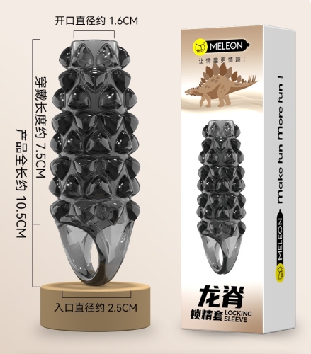 Стимулююча насадка на член із пухирцями чорна Meleon - Dragon Spine Locking Sleeve - 12
