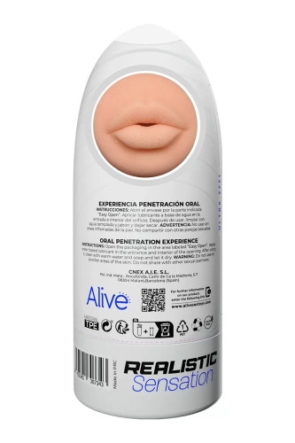 Мастурбатор чоловічий у вигляді рота у колбі тілесний Alive Oral Flex розмір M - 4