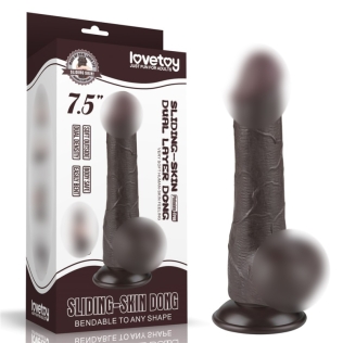 Фаллоимитатор реалистик на присоске Sliding Skin Dual Layer Dong 7.5 коричневый