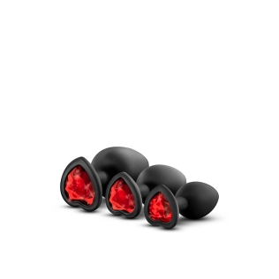 Набор анальных пробок с красным кристаллом LUXE BLING PLUGS TRAINING KIT RED GEMS