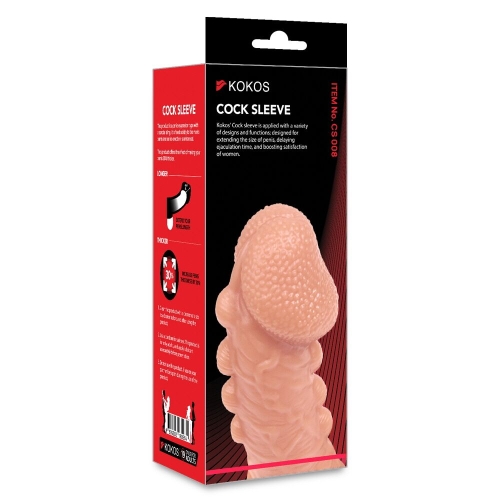 Насадка на член з отвором для мошонки тілесного кольору Kokos Cock Sleeve CS 008 розмір L - 4