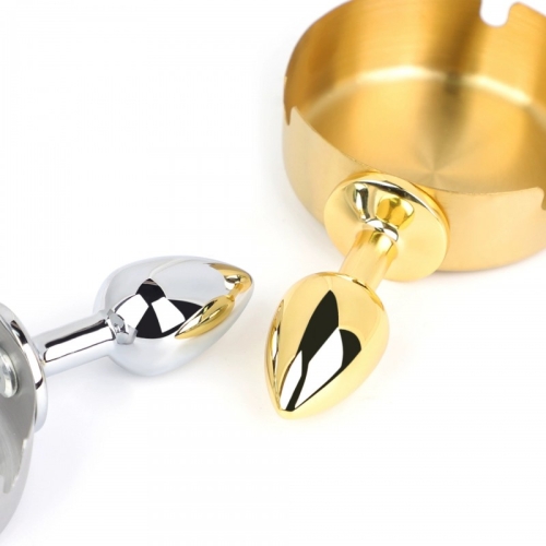 Анальна пробка з попільничкою золотиста Bdsm4u Ashtray Anal Plug Gold - 3