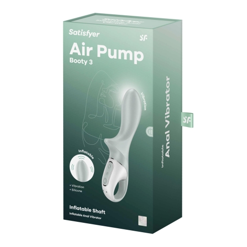 Анальний вібратор із обмежувачем зеленого кольору Satisfyer Air Pump Booty 3 - 6