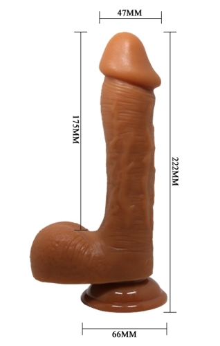 Фалоімітатор на присоску Baile Beautiful JOHNSON 8,7&amp;quot; Brown, BW - 008040NR-1 - 9