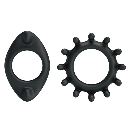 Ерекційні кільця на член різної форми чорного кольору Baile Power Enhancer Cock Rings 2 штуки - 2