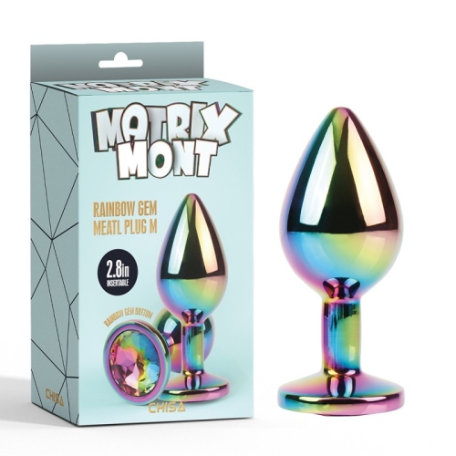 Анальна пробка хамелеон Rainbow Gem Metal Plug Medium - 1