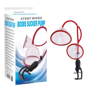 Вакуумная помпа для груди прозрачно красная Chisa Stunt Worx Boobs Sucker Pump