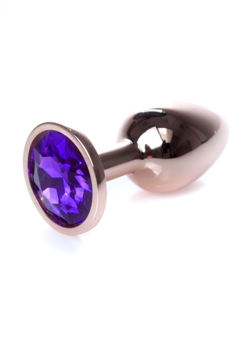 Анальная пробка золотистого цвета с фиолетовым камушком Boss series Boss of toys Jewellery размер S - 3