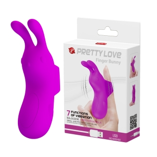 Кліторальний стимулятор на палець фіолетового кольору Pretty Love Finger Bunny