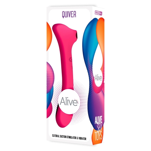 Вибратор и вакуумный клиторальный стимулятор 2 в 1 розовый Alive New Midnight Quiver Magenta - 5