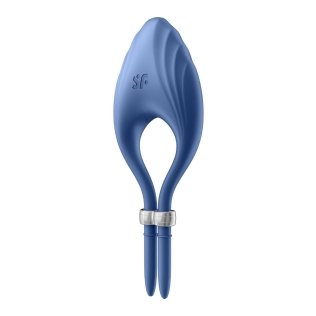Эрекционное виброкольцо для пениса синего цвета Satisfyer  Duelist